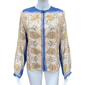 Vintage The Silk Farm Abstract Floral Longsleeve Blouse Women’s 8 100% Silk